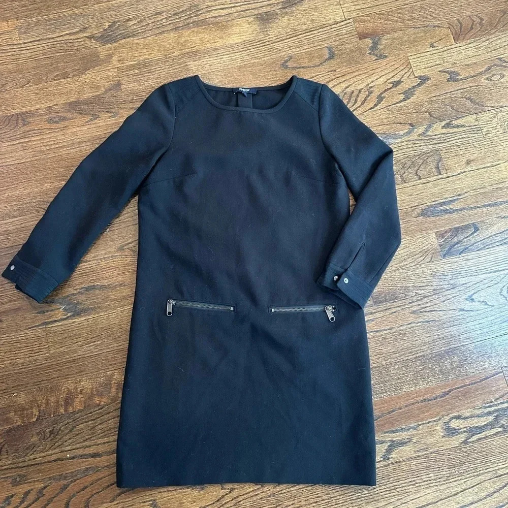 Madewell Black Zipp Pocket Shift Dress Size XS -Bloggers favorite B0855 - Picture 2 of 10